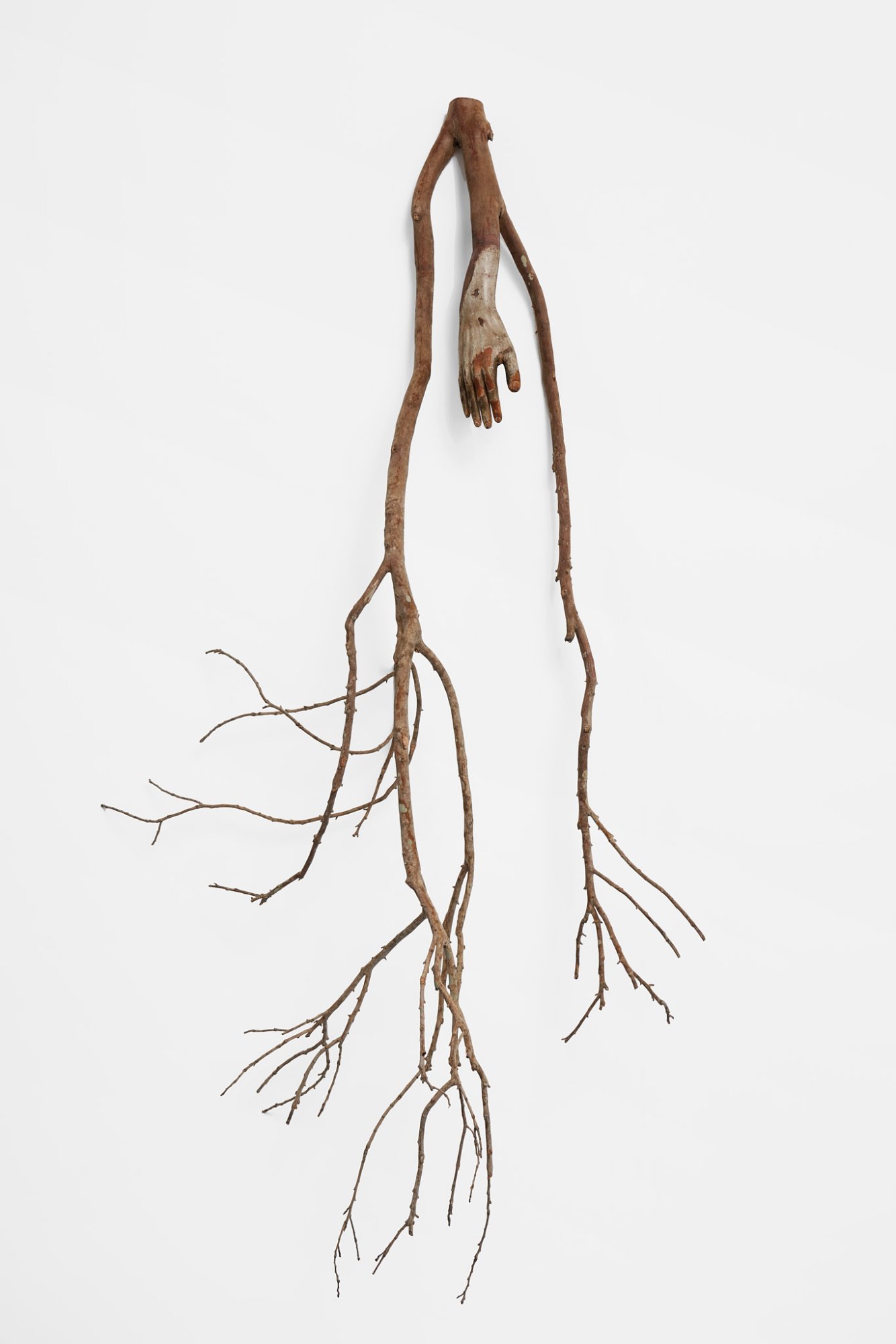 André Romão, Hand (Mercé), 2021. Wooden sculptural fragment (Portugal 1700’s), camelia. 140 x 60 x 50 cm (approx). Unique. Photo: GRAYSC.
