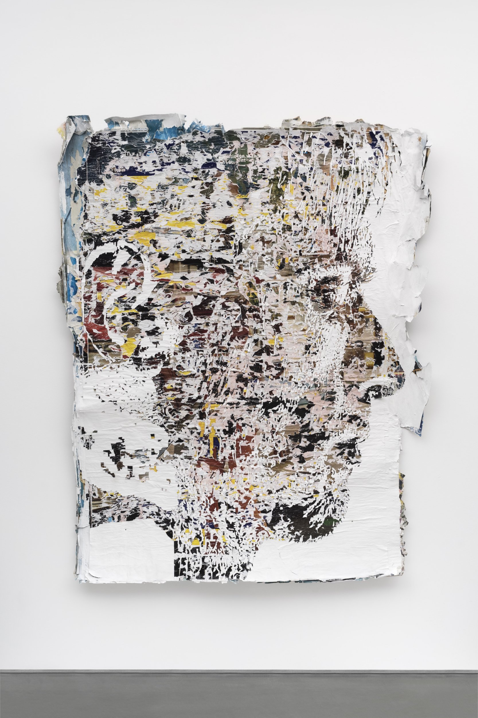 Alexandre Farto aka Vhils, Scrape Series #09, 2022. Hand-carved advertising posters. 184 x 146 cm. Unique
