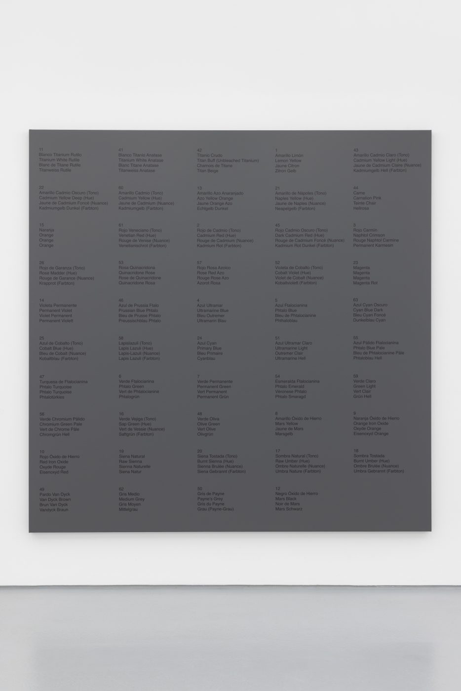 Ignasi Aballí, Grey, 2025. Acrylic paint and digital print on canvas. 200 x 200 x 4 cm. Unique
