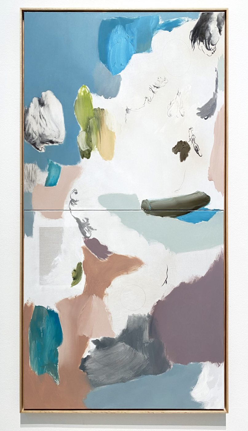 Susanne S. D. Themlitz, Ma, 2022. Charcoal, graphite and oil on acrylic on canvas. 200 x 100 x 4 cm. Unique.