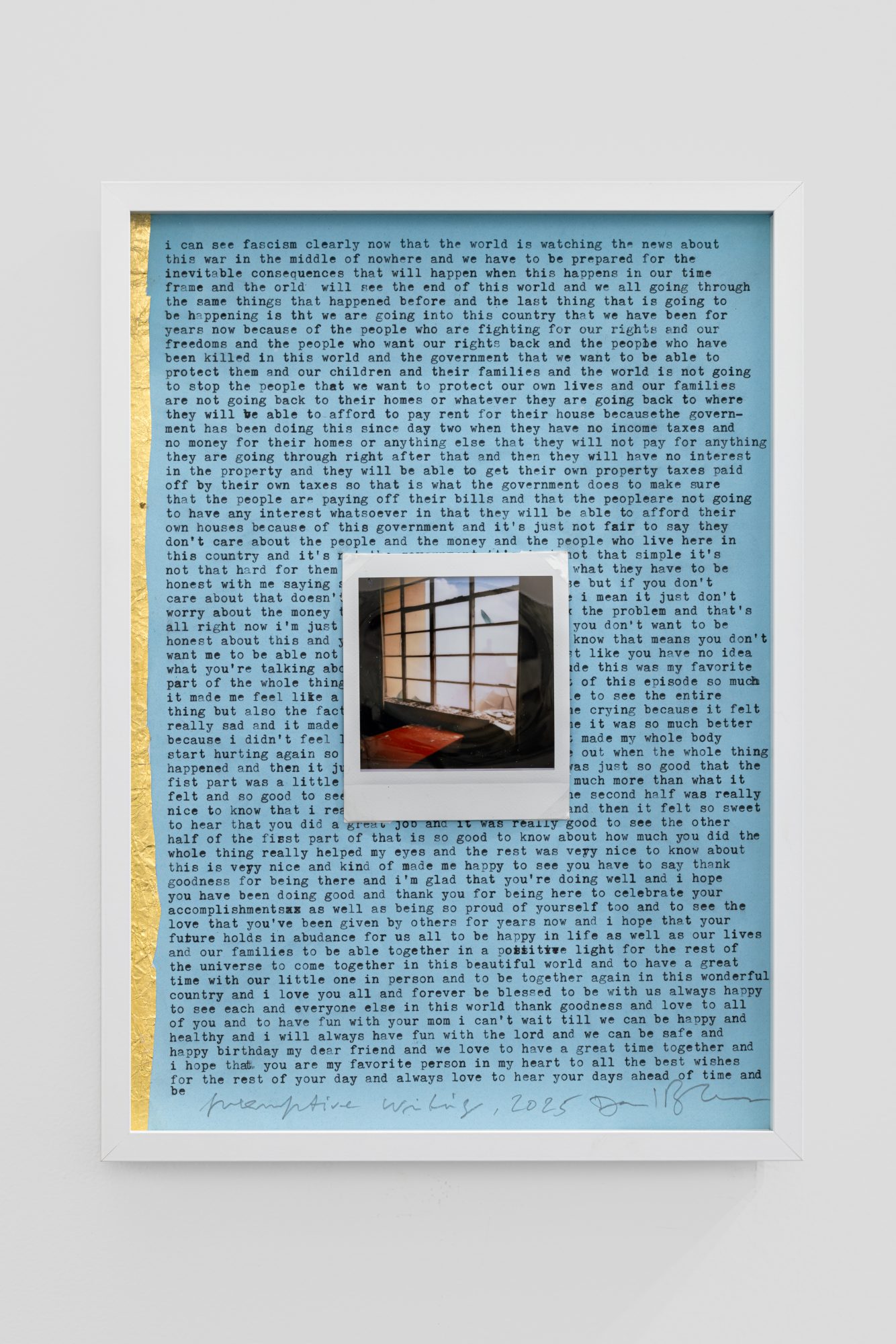 Daniel Blaufuks, Da série Tentativa de Esgotamento (depois do adeus), 2025. Collage on Canson paper (photograph, ink, various clippings. 31 x 22 x 3 (framed). Unique
