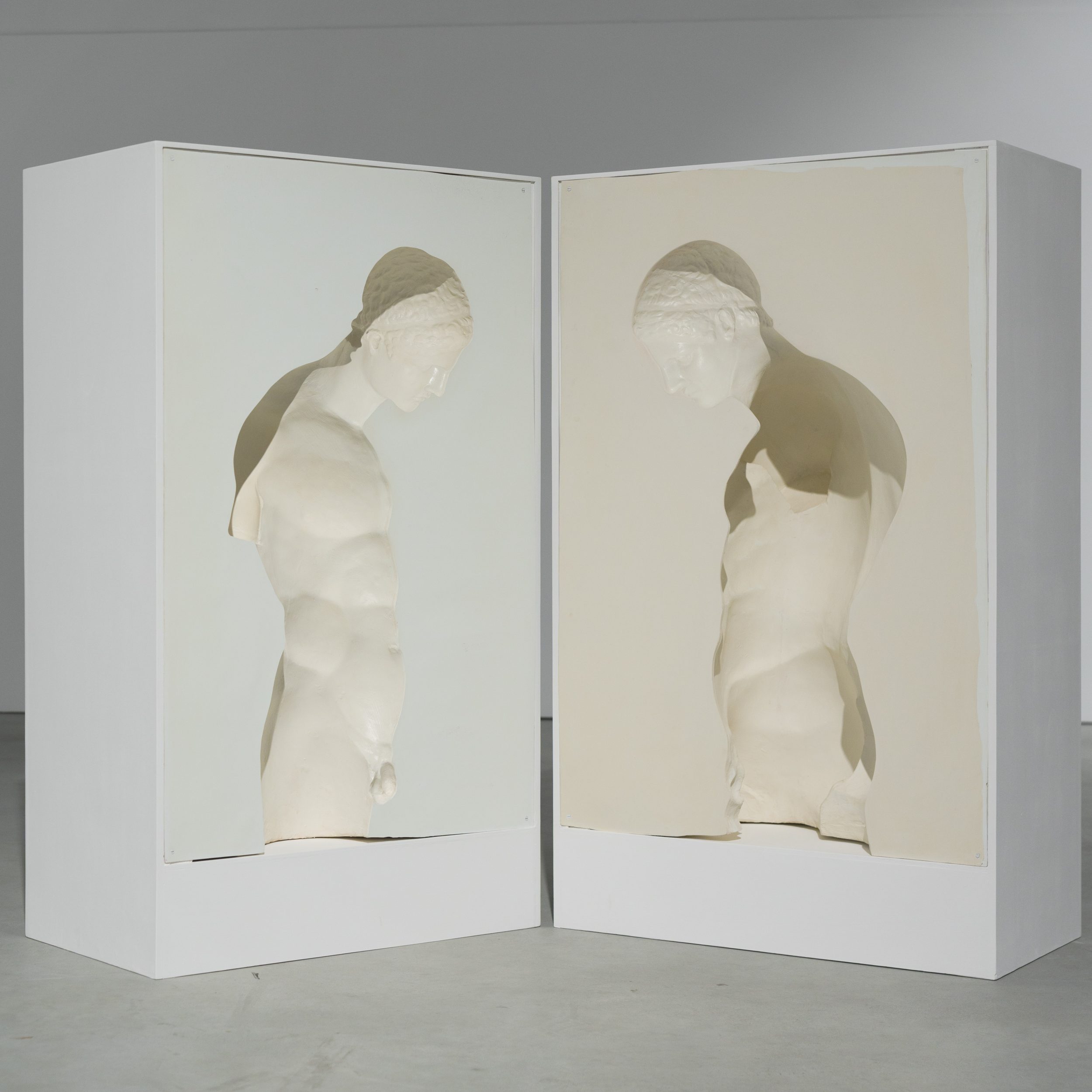 Ana Vieira, Ensaios, 2000. Box, fiberglass, and painted wood. Two elements. 127 x 78 x 40 cm.
