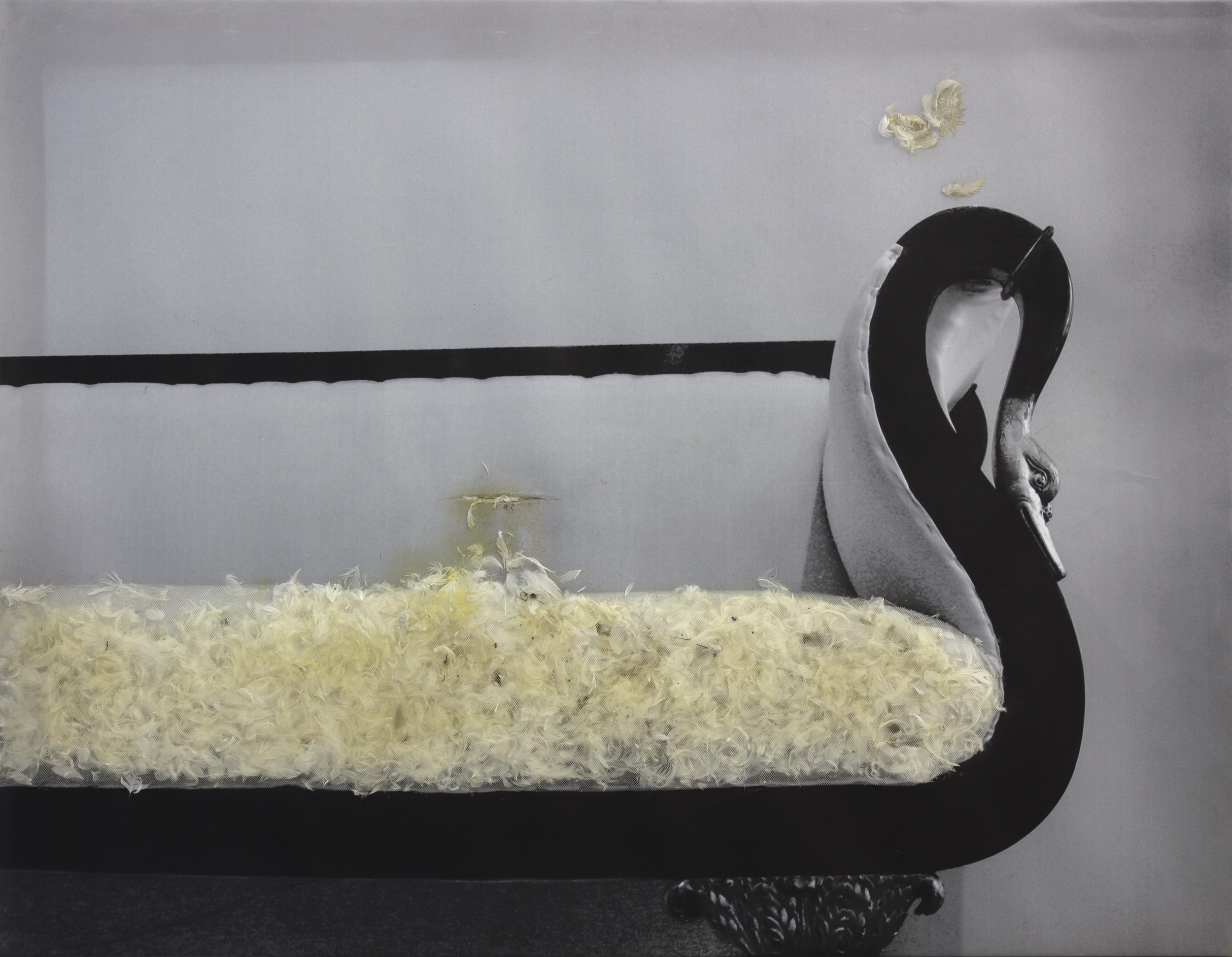 Ana Vieira, Os Móveis a Fugirem do seu Desígnio II, 2014. Intervened photograph. 135 x 160 x 16 cm
