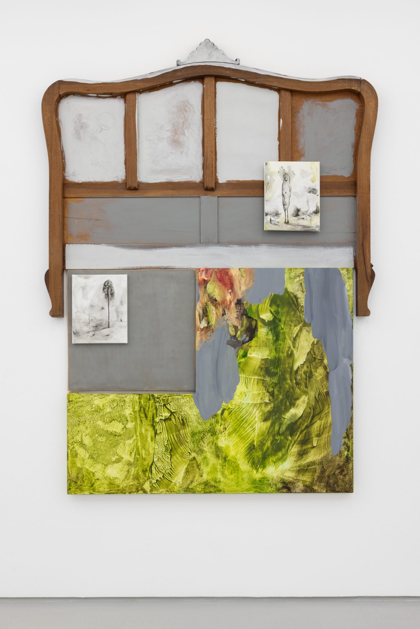 Susanne S. D. Themlitz, The State of Aggregation and Interaction/ Estado de agregação e interação, 2025. Oil and acrylic on wood and canvas. 198 x 143 x 5 cm.