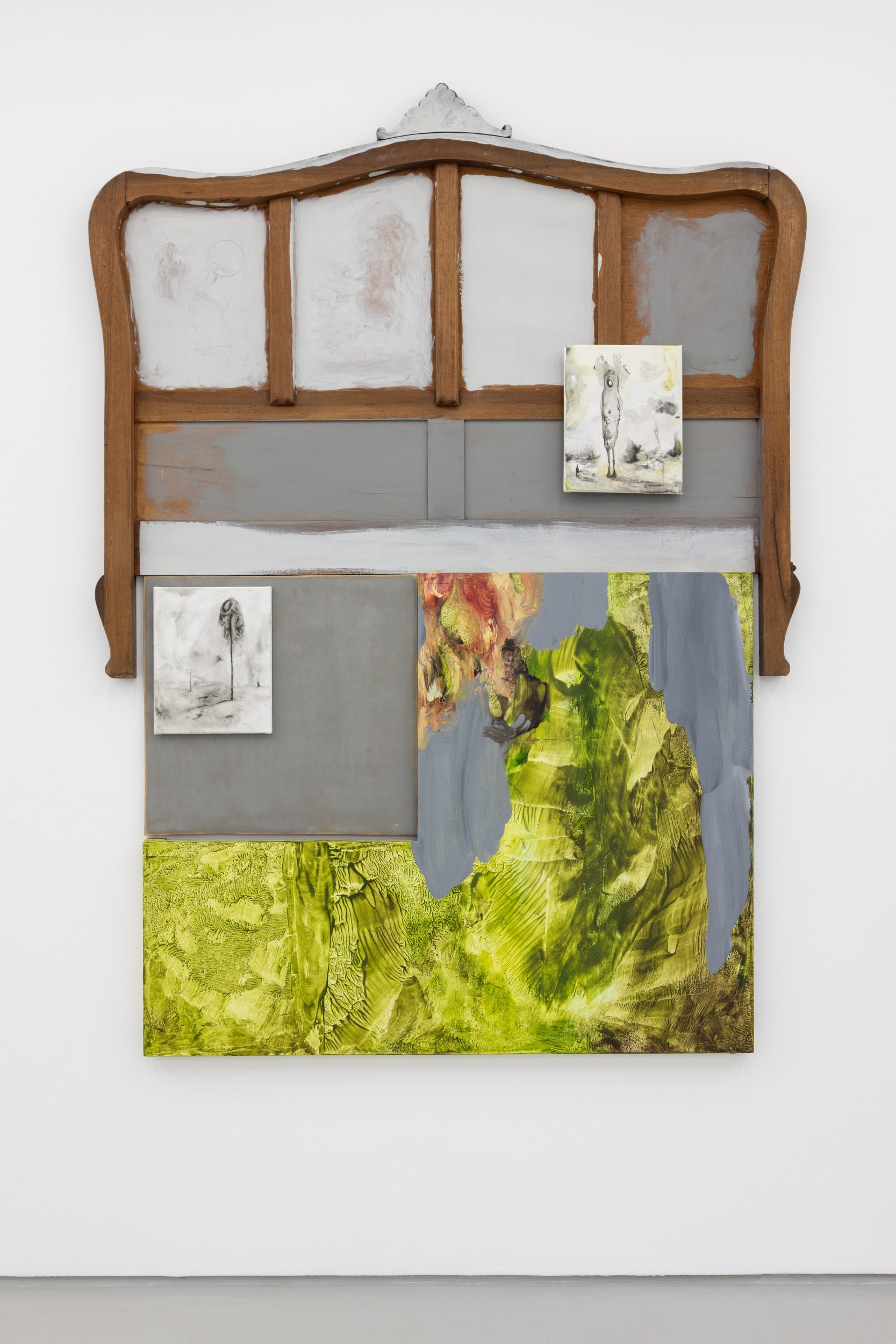 Susanne S. D. Themlitz, The State of Aggregation and Interaction/ Estado de agregação e interação, 2025. Oil and acrylic on wood and canvas. 198 x 143 x 5 cm.
