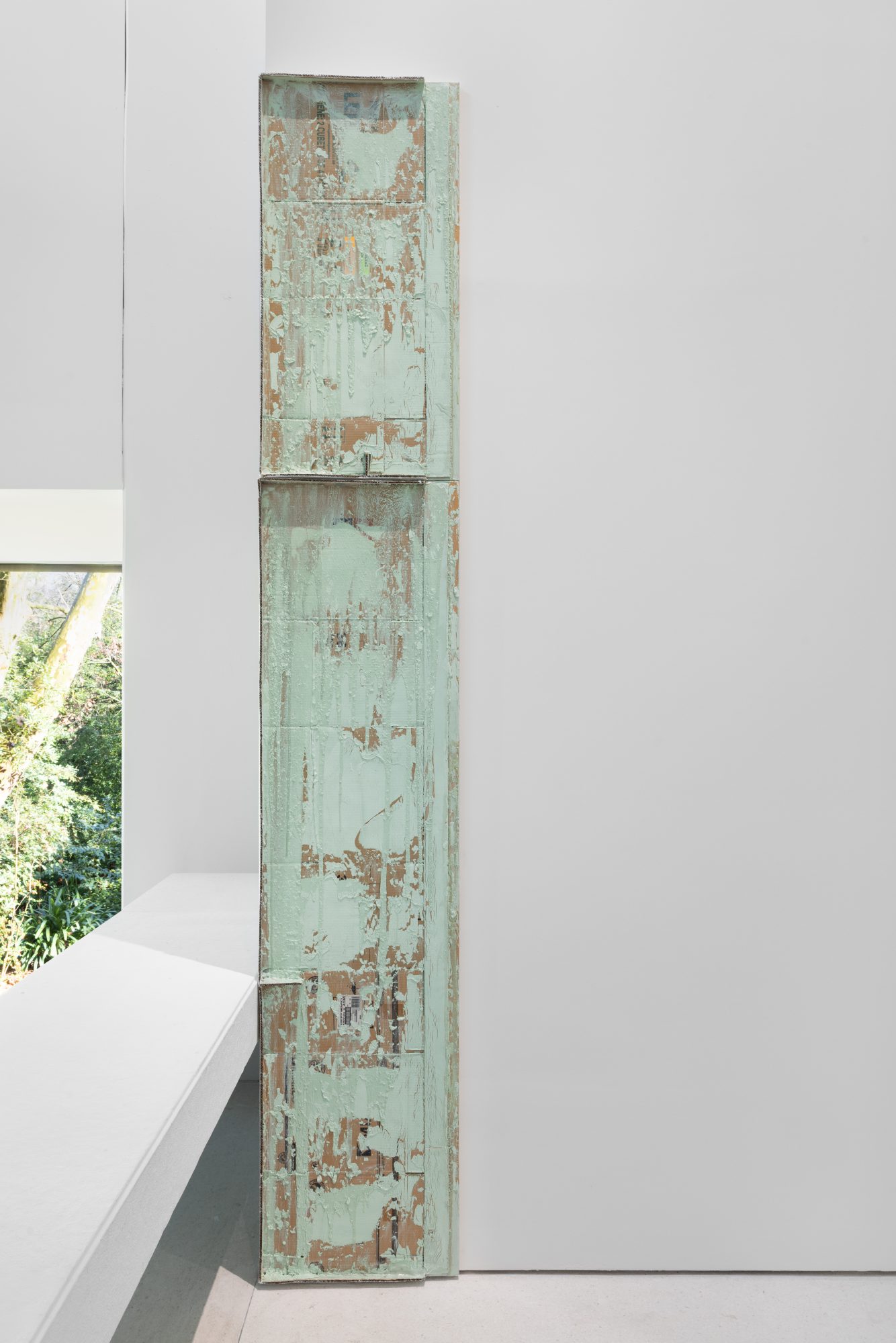 Carlos Bunga, Corner #2, 2018. Latex, glue, paper on wood. 260 x 60 x 10 cm
