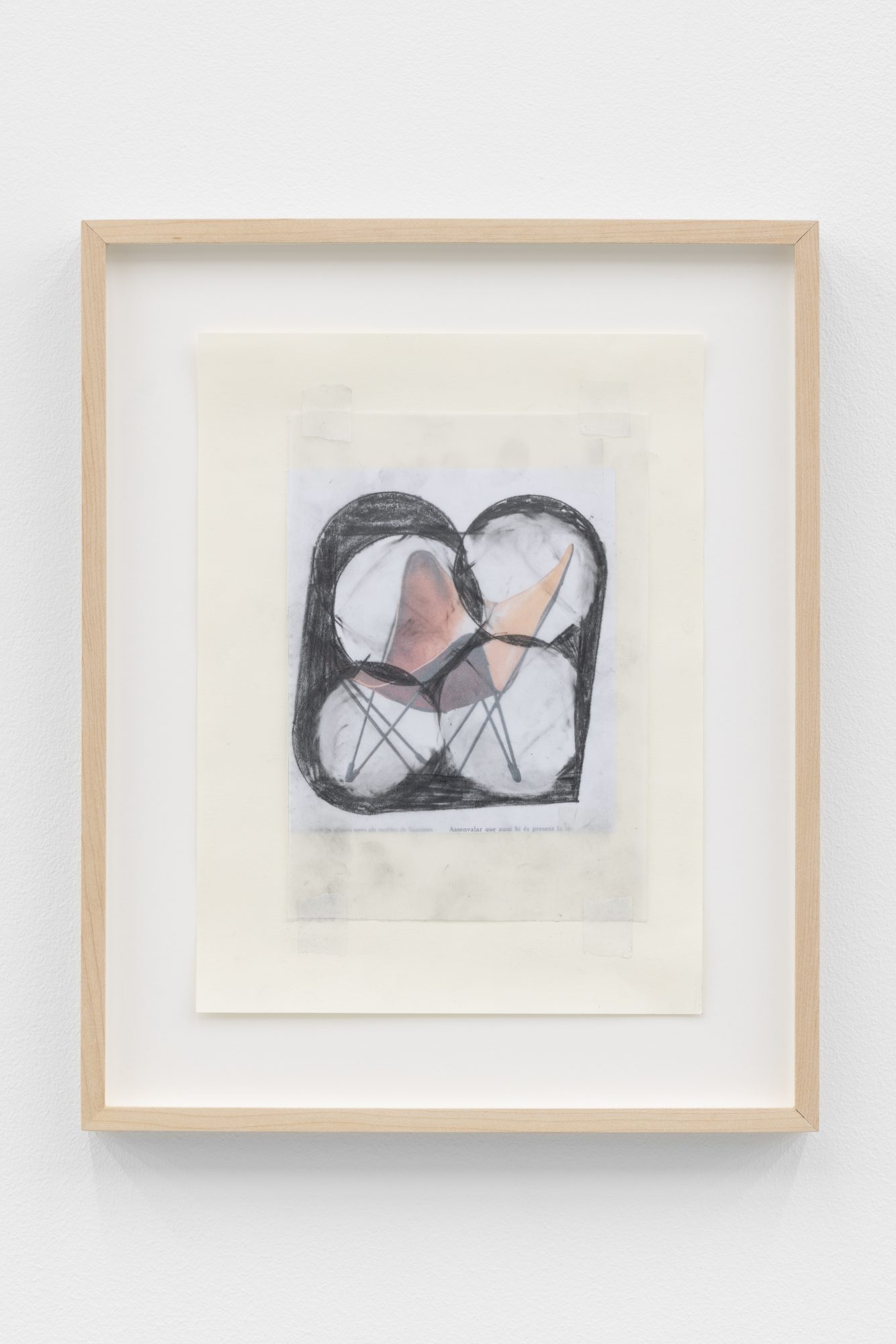 Carlos Bunga, Butaca, “BKF” d’Antoni Bonet i Castellana (1939), 2023. Graphite and collage on offset print. 37,5 x 30,5 x 3 cm (framed). Unique
