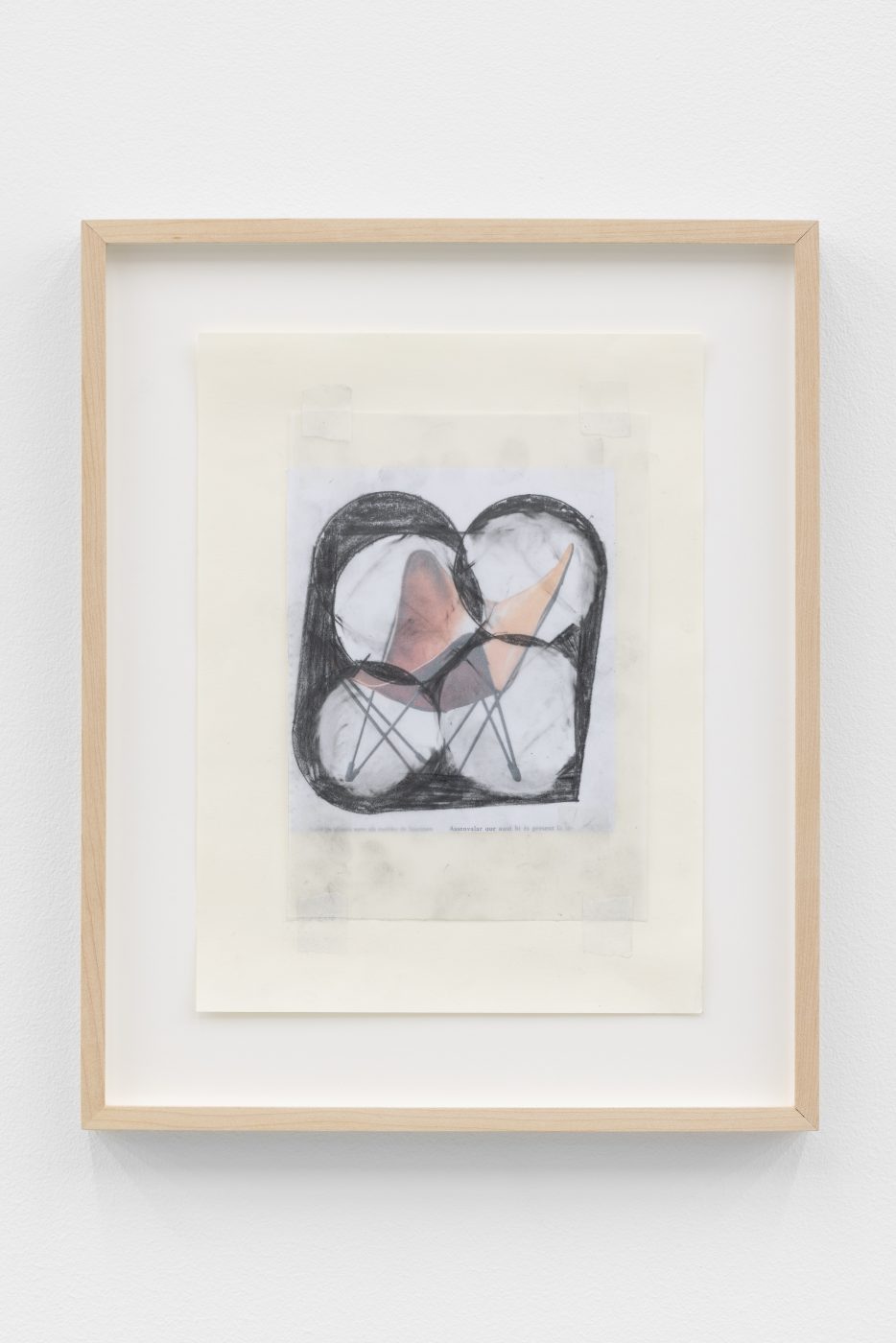 Carlos Bunga, Butaca, “BKF” d’Antoni Bonet i Castellana (1939), 2023. Graphite and collage on offset print. 37,5 x 30,5 x 3 cm (framed). Unique
