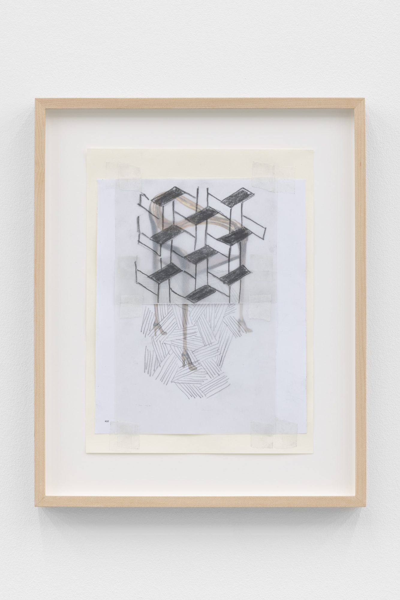 Carlos Bunga, Cadira de Salvador Dalí (1935), 2023. Graphite and collage on offset print. 37,5 x 30,5 cm x 3 cm (framed). Unique
