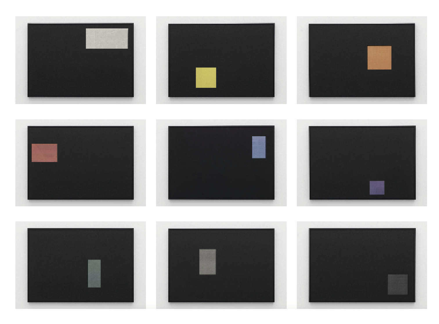 Ignasi Aballí, Monochrome in the paper, 2025. Newspaper paper. 9 x (45 x 60 x 3 cm).
