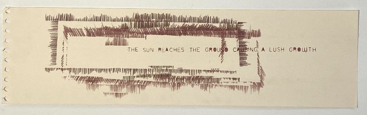 Gabriela Albergaria,  The Best way to kill a tree Drawing #44, 2025. Colour pencil on paper. 12,5 x 46 cm
