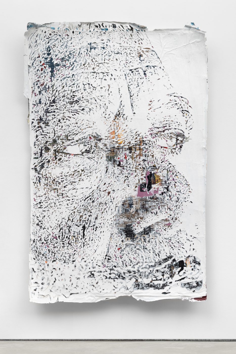 Alexandre Farto aka Vhils, Scrape Series #21, 2023. Hand-carved advertising posters. 190 x 125 cm. Unique

