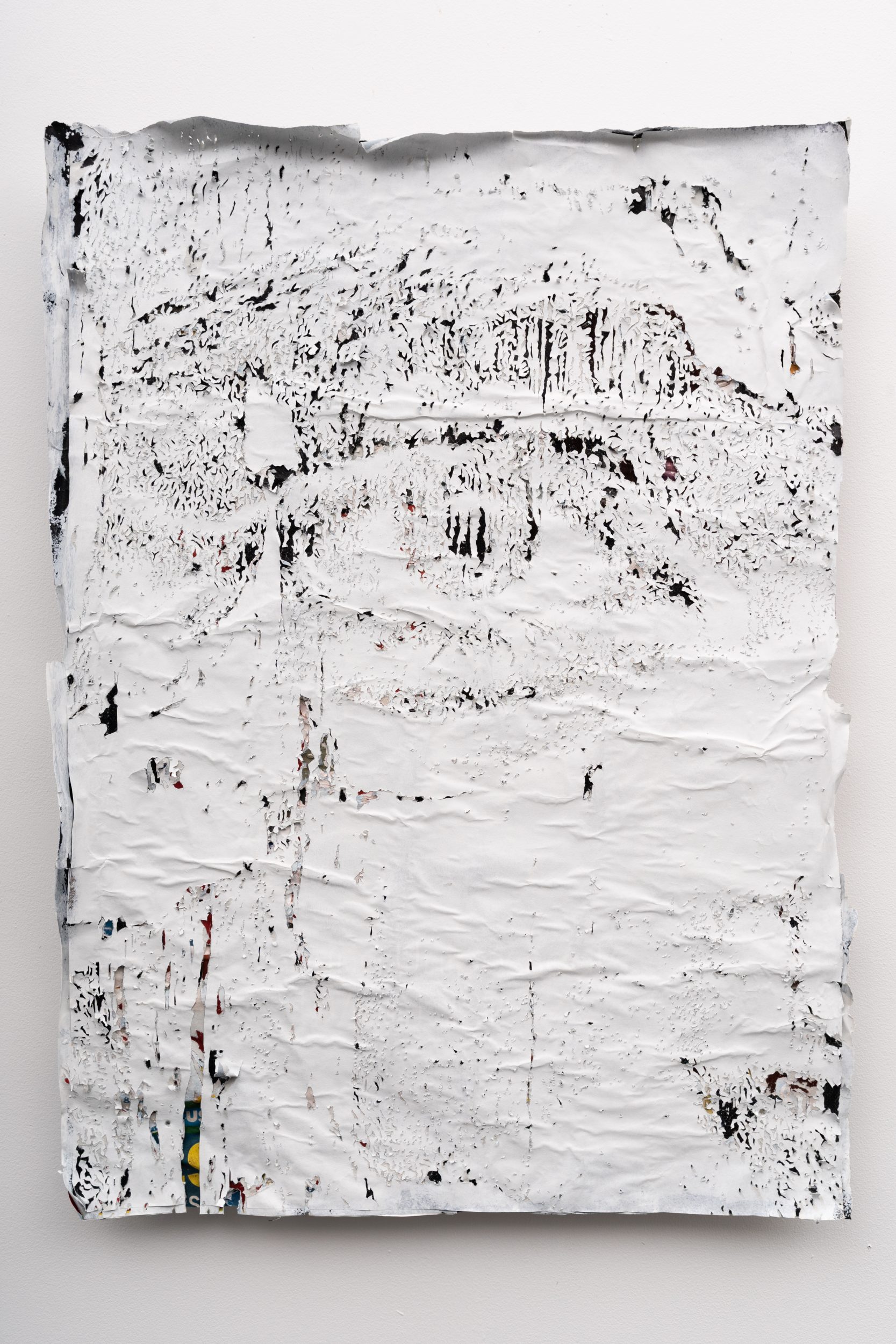 Alexandre Farto aka Vhils, Iris Series #04, 2026. Hand-carved advertising posters. 106 x 78 cm. Unique.
