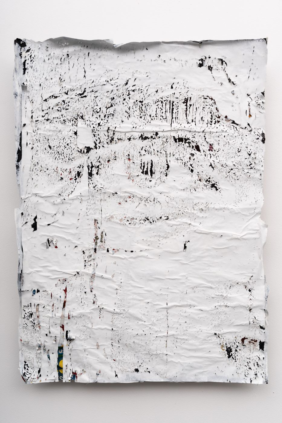 Alexandre Farto aka Vhils, Iris Series #04, 2026. Hand-carved advertising posters. 106 x 78 cm. Unique.
